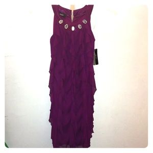 NWT short plum dress with vertical ruffles